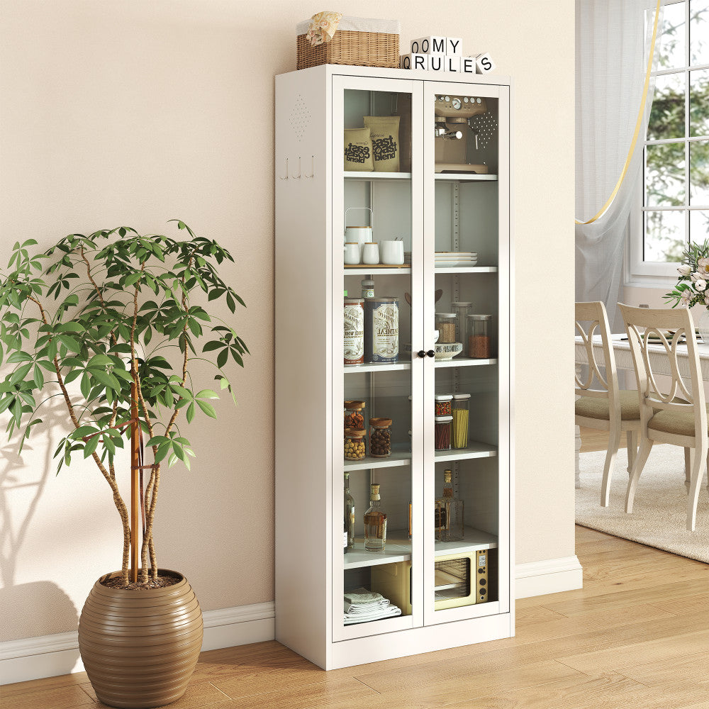 ya 28 Tall Metal 72 Kitchen Pantry Cabinet - 5 Adjustable Shelves, White
