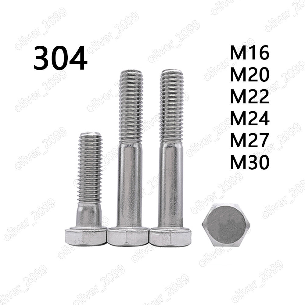 304 Stainless Steel Hexagon Head Bolts Partial Thread DIN931 M16 M20 M22 M24 M30