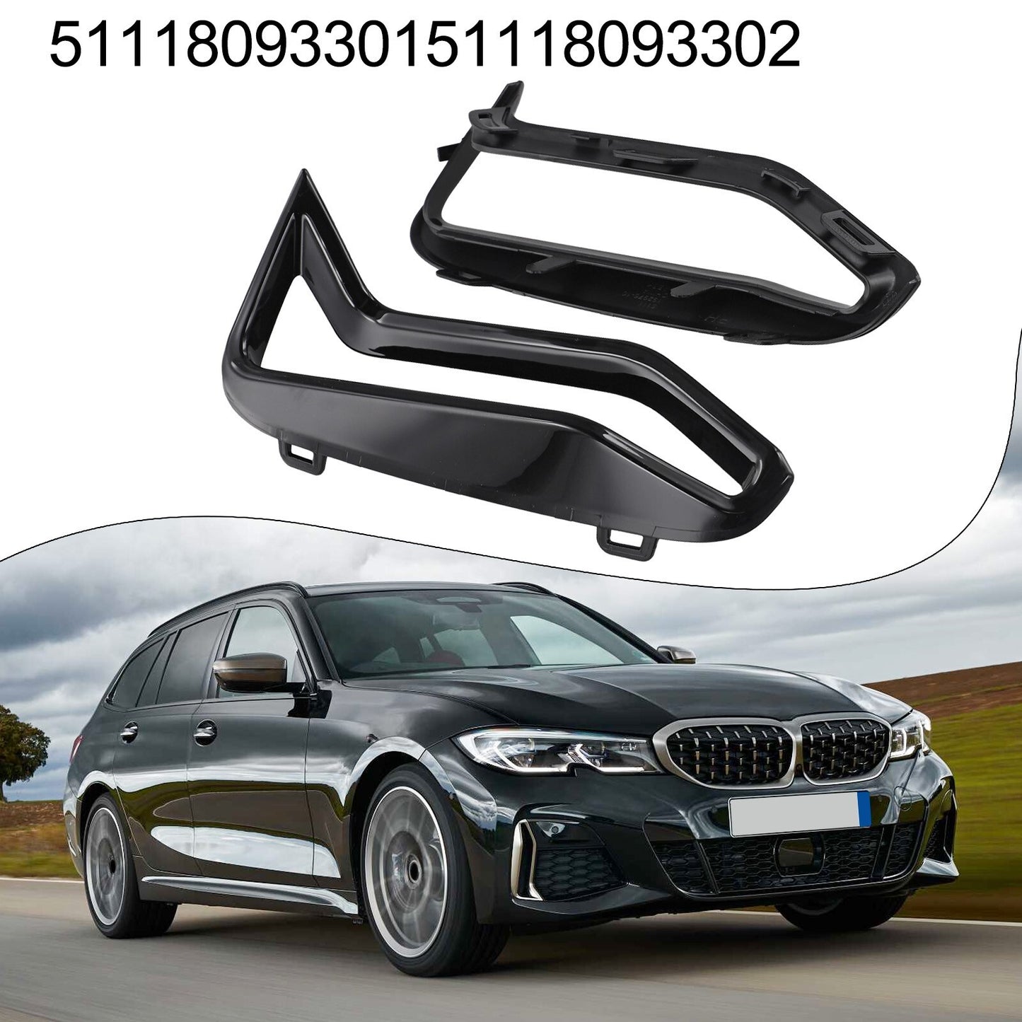 ya 5 8.7 A pair of black decorations on the front bumper side grilles are suitable for BMW 3 'and G20 G21 M340i
