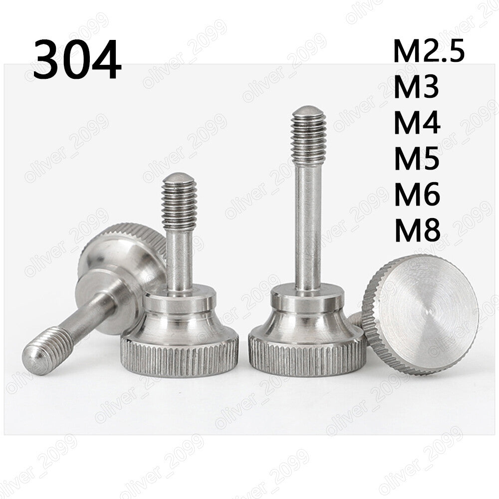 304 Stainless Steel Knurled Thumb Screws With Walsted Shank M2.5 M3 M4 M5 M6 M8