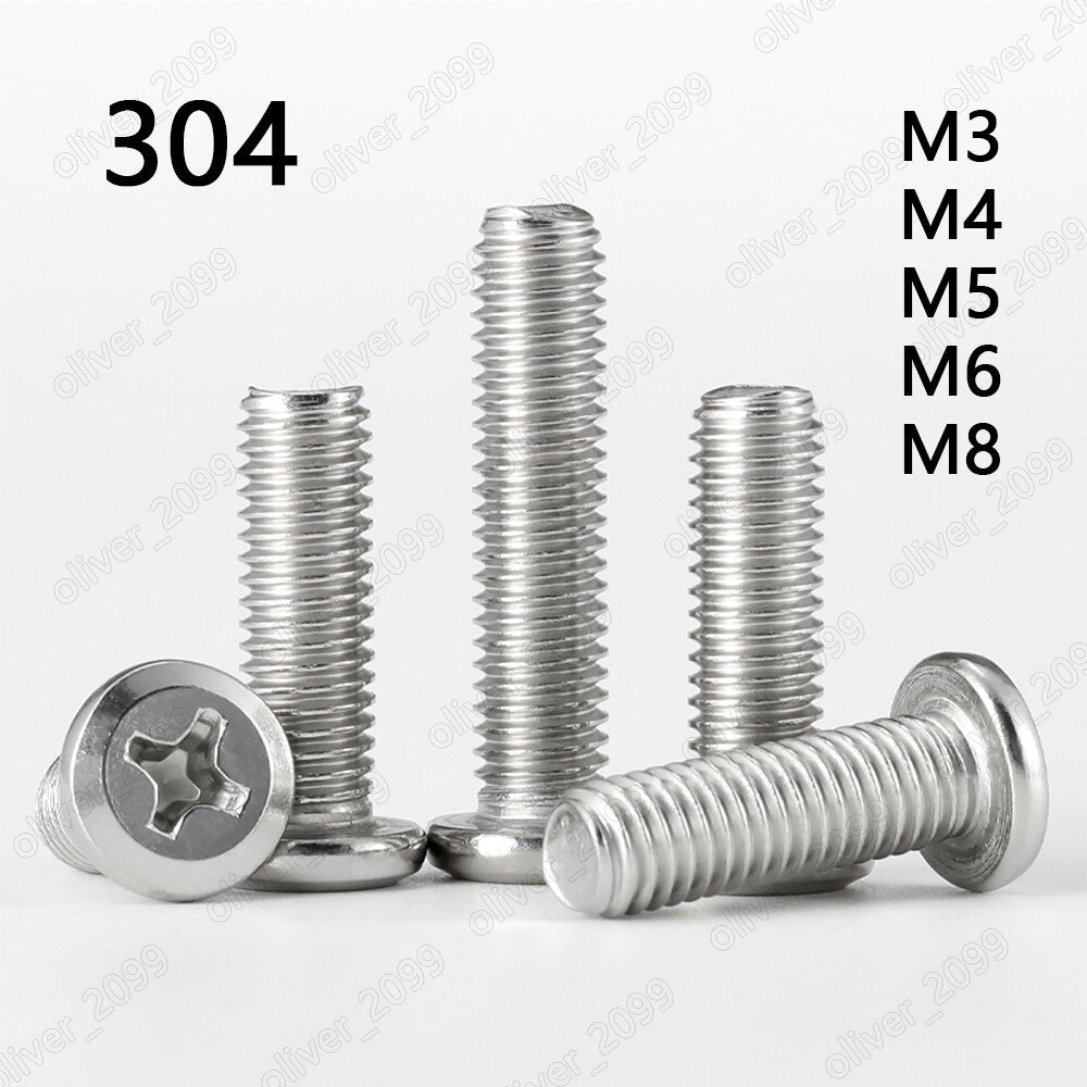 304 Stainless Steel Furniture Connector Bolts Phillips FLAT HEAD Screws M3 M4-M8