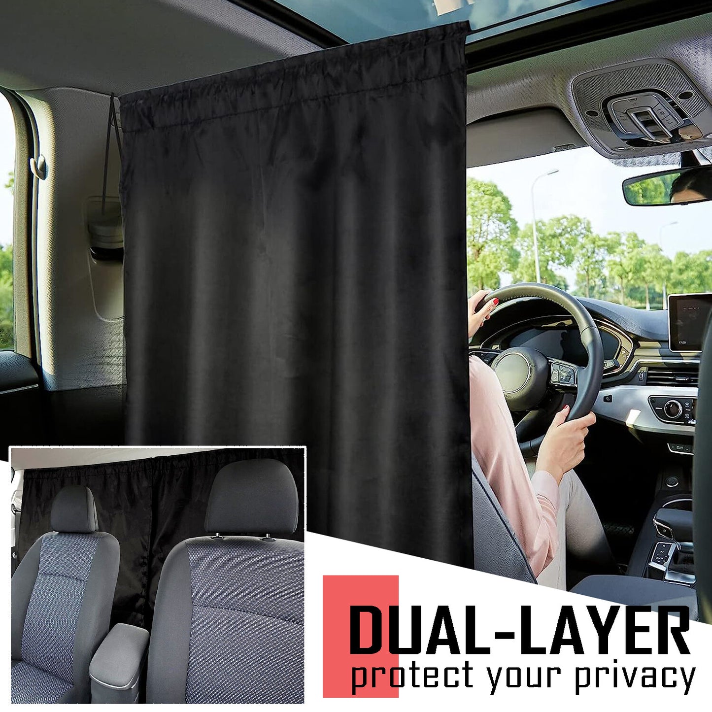 ya 1 7.13 2x Car SUV Divider Curtains Sun Shade Side Window Cover Privacy Travel Nap Block