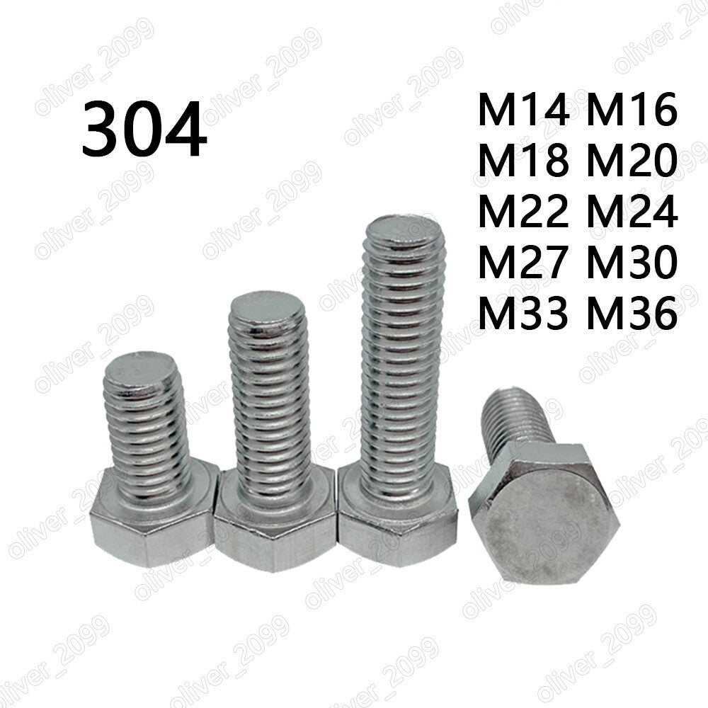 304 Stainless Steel Hexagon Bolts Hex Head Cap Screws DIN933 M14 M16 M18 M20-M36