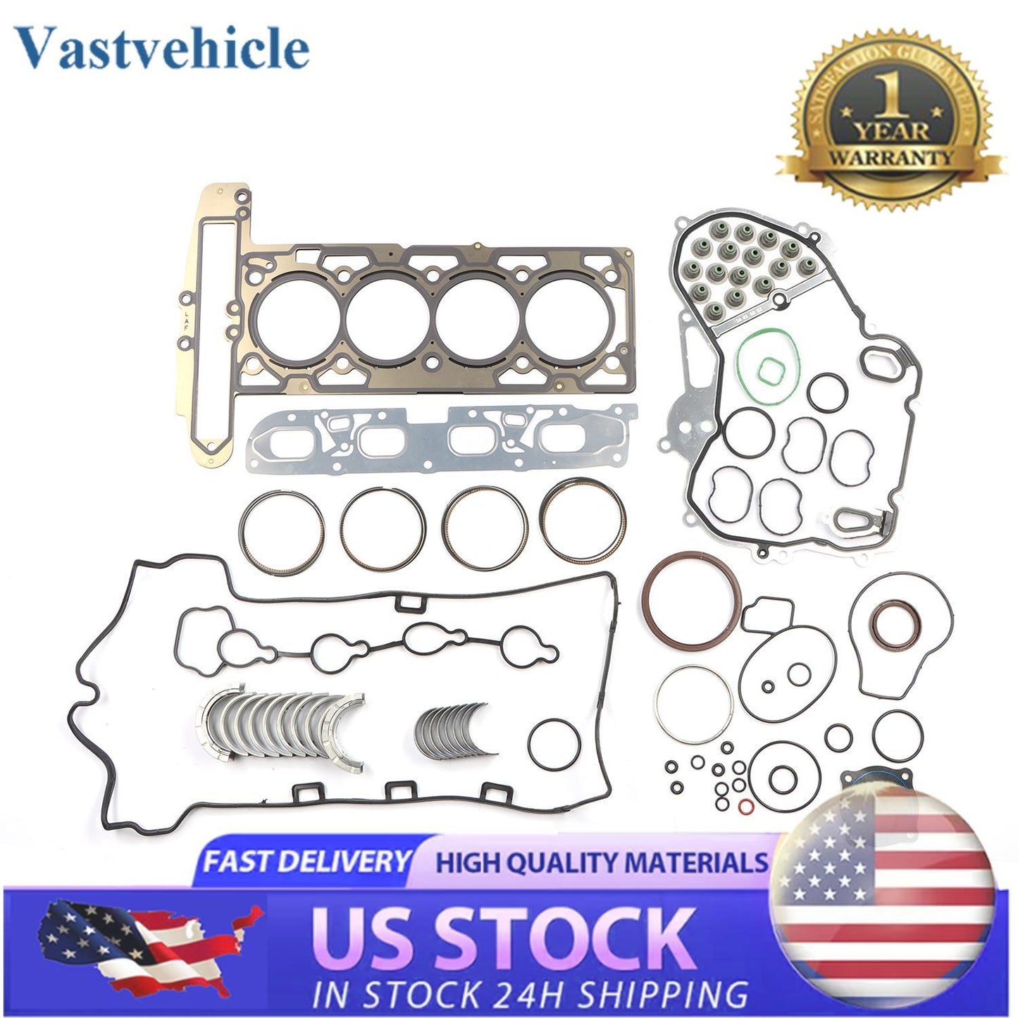 ya 9 6.5.3 for Buick for Chevrolet for Pontiac for Saturn 06-17 2.4L Full Gasket Set Bearings Rings