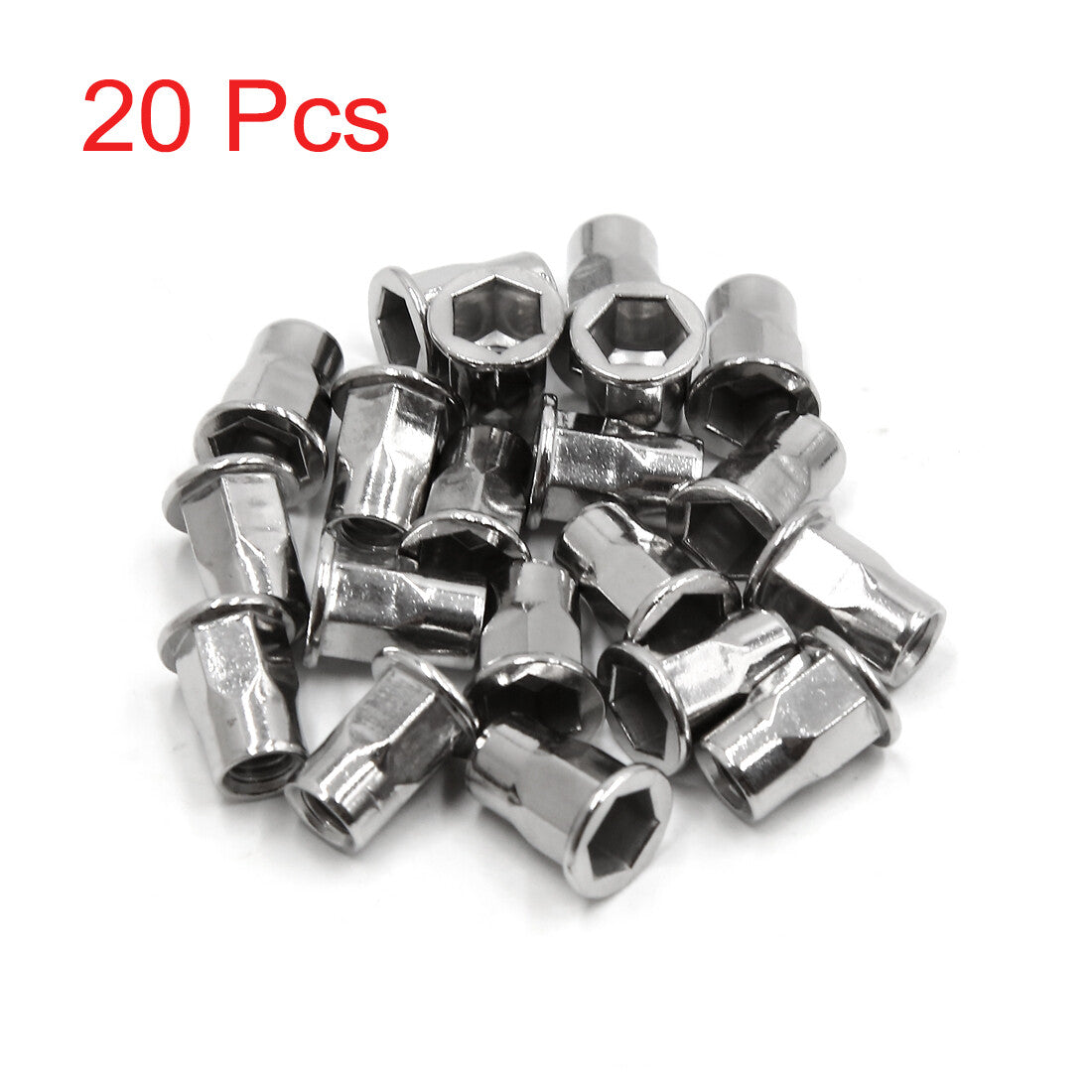 ya 2 7.15 20Pcs 304 Stainless Steel M6 Rivet Nut Flat Head Threaded Insert for Car