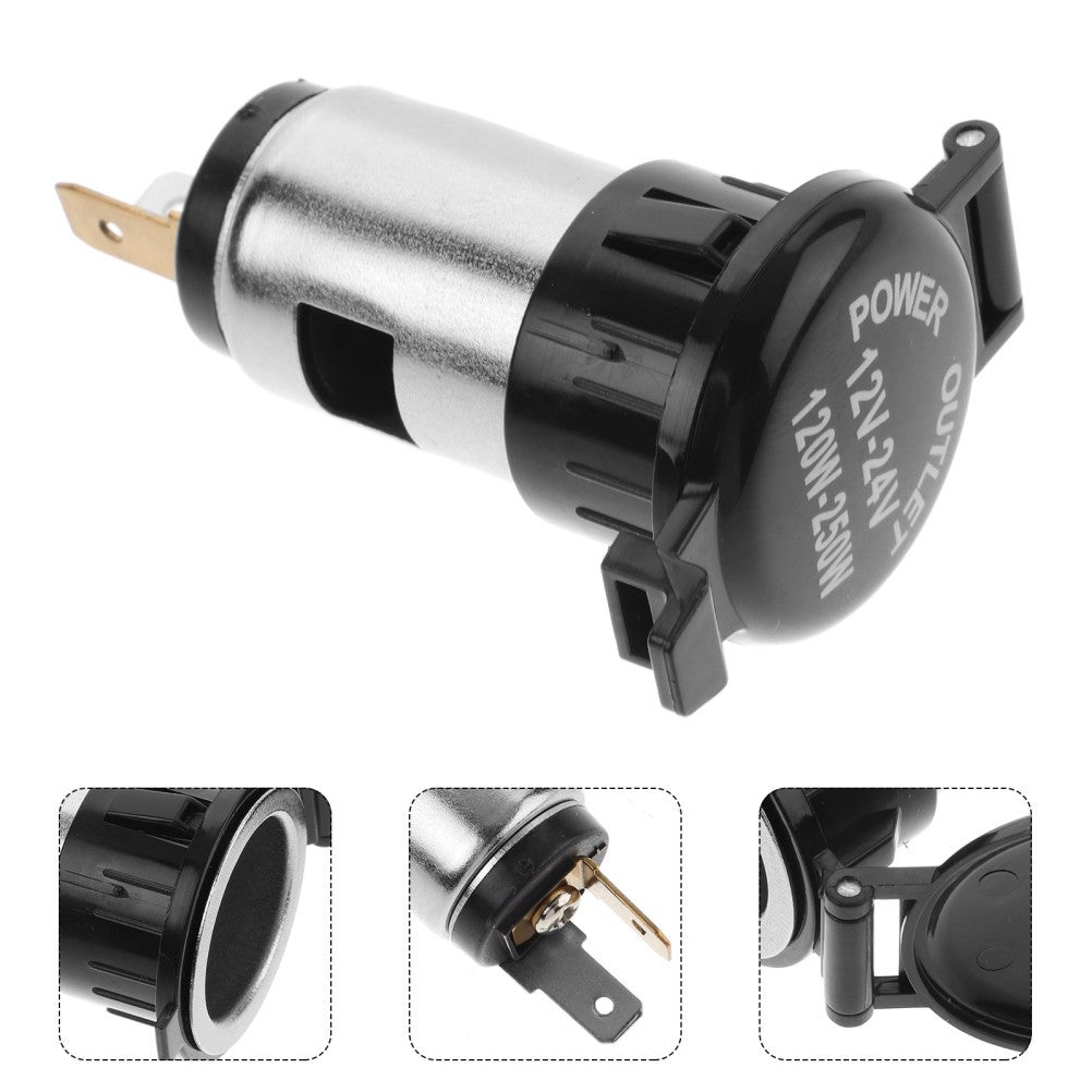 ya 1 7.8 12V Car Motorcycle Cigarette Lighter Power Socket Outlet Plug 120W Black