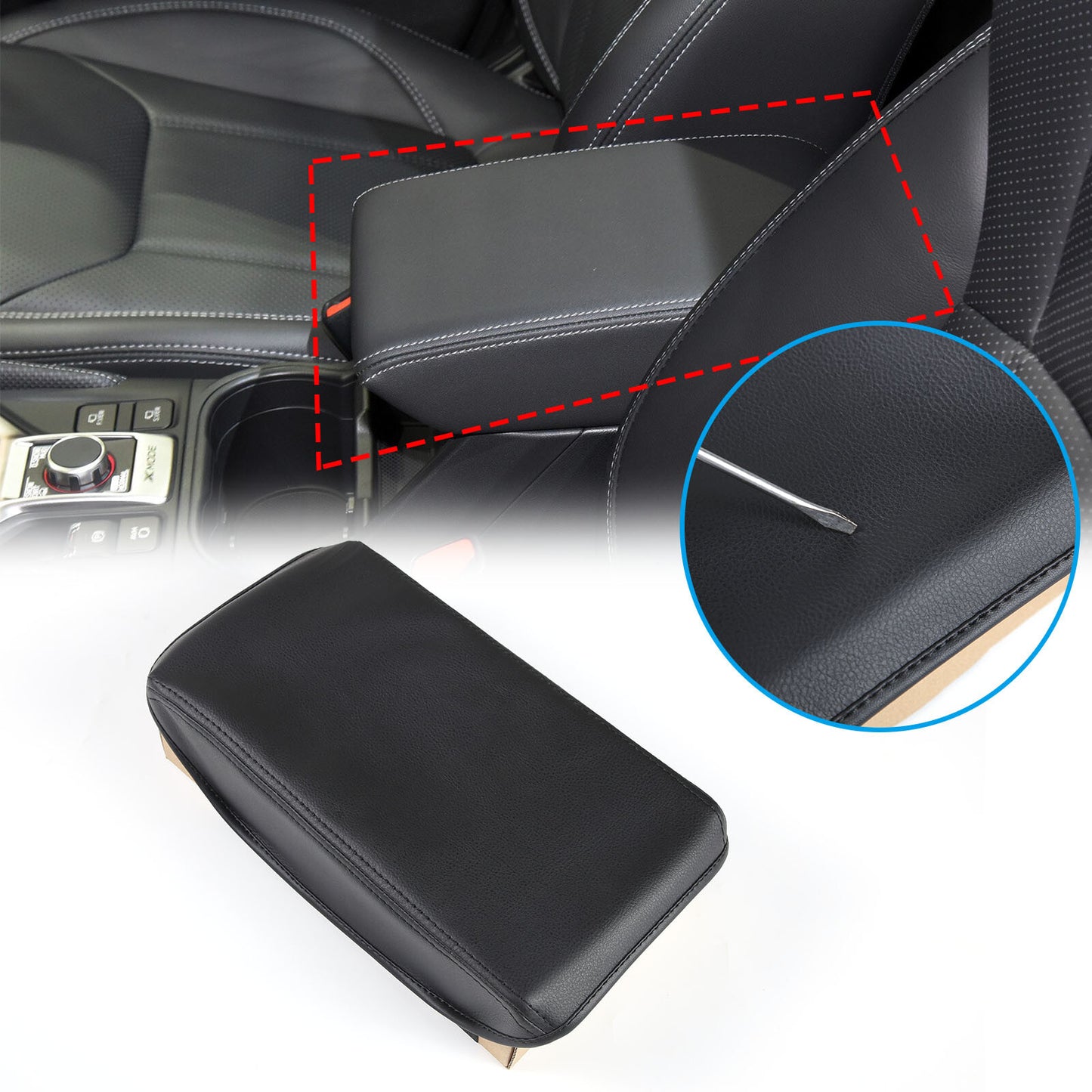 ya 1 8.5.1 Red Carbon Fiber Armrest Box Switch Sticker Decal for Infiniti G25 G37 07-13