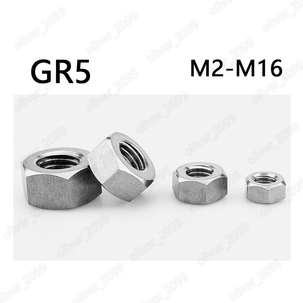 Titanium GR5 DIN934 Hexagon Nuts Hex Nuts M2 M2.5 M3 M4 M5 M6 M8 M10 M12 M16