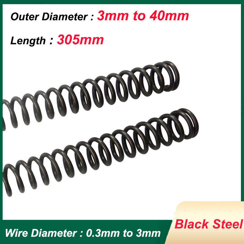 Black Steel Compression Spring Long 305mm Small Springs Wire Diameter 0.3mm-3mm
