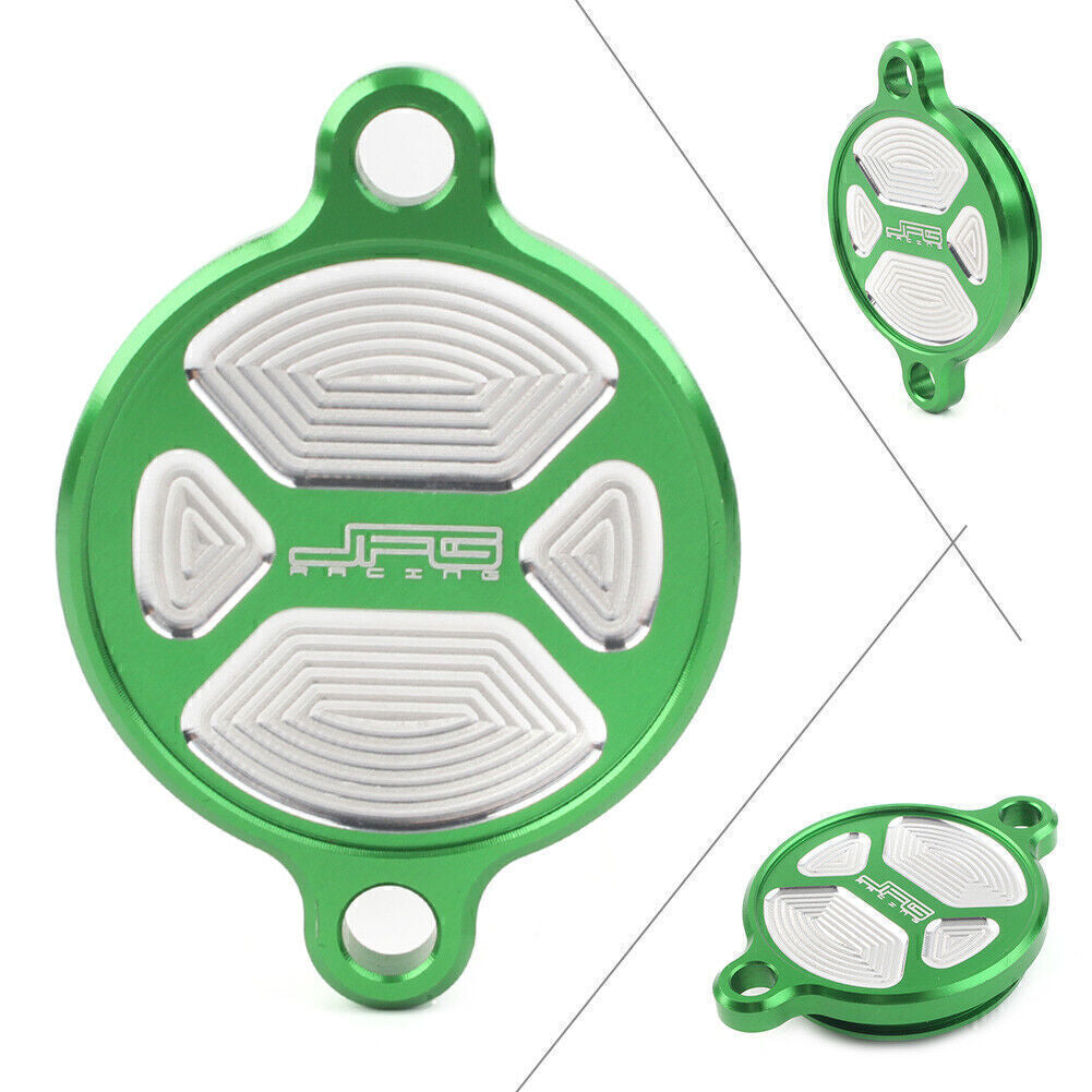 ya 3 6.23 Dirt Bike CNC Oil Filter Cover Caps Green Fit for Kawasaki KX450F 2016-2018 Green