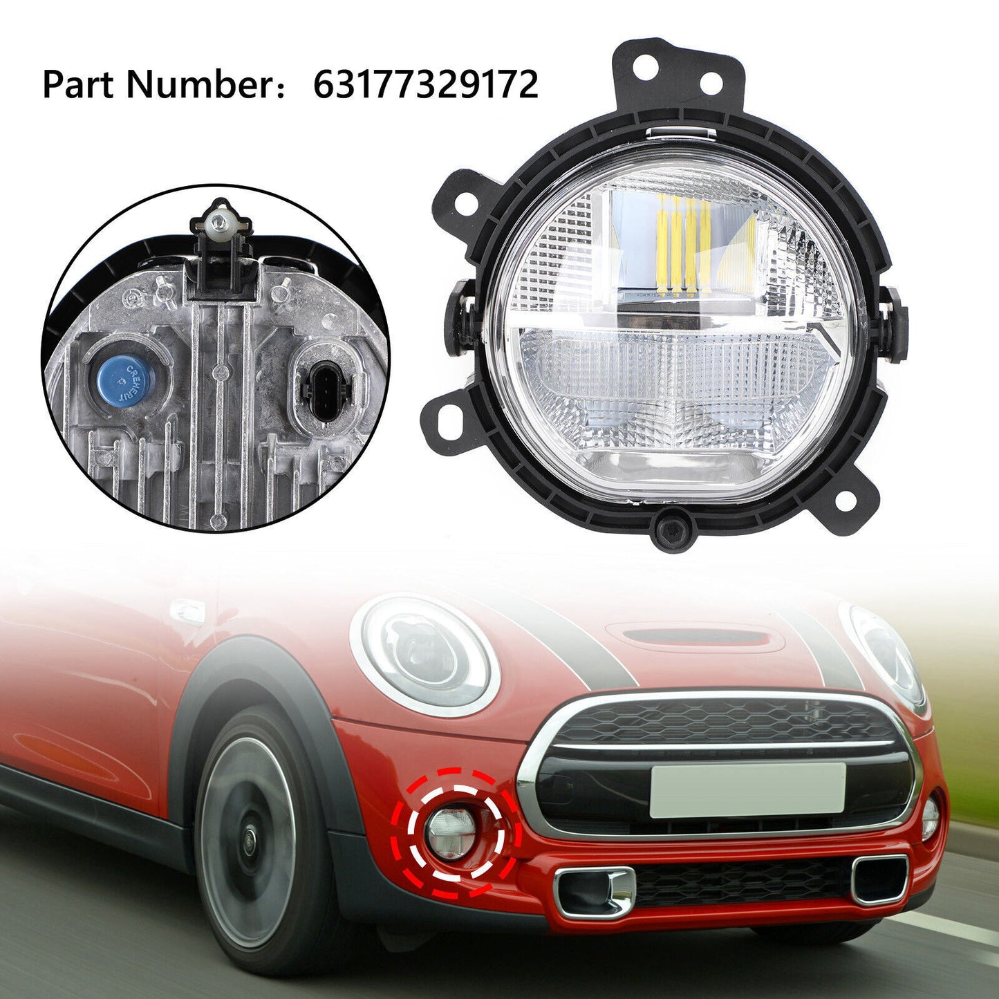 ya 1 8.5.1 Front Bumper Right Fog Light Lamp 63177329172 for Mini F55 F56 F54 F57 RL