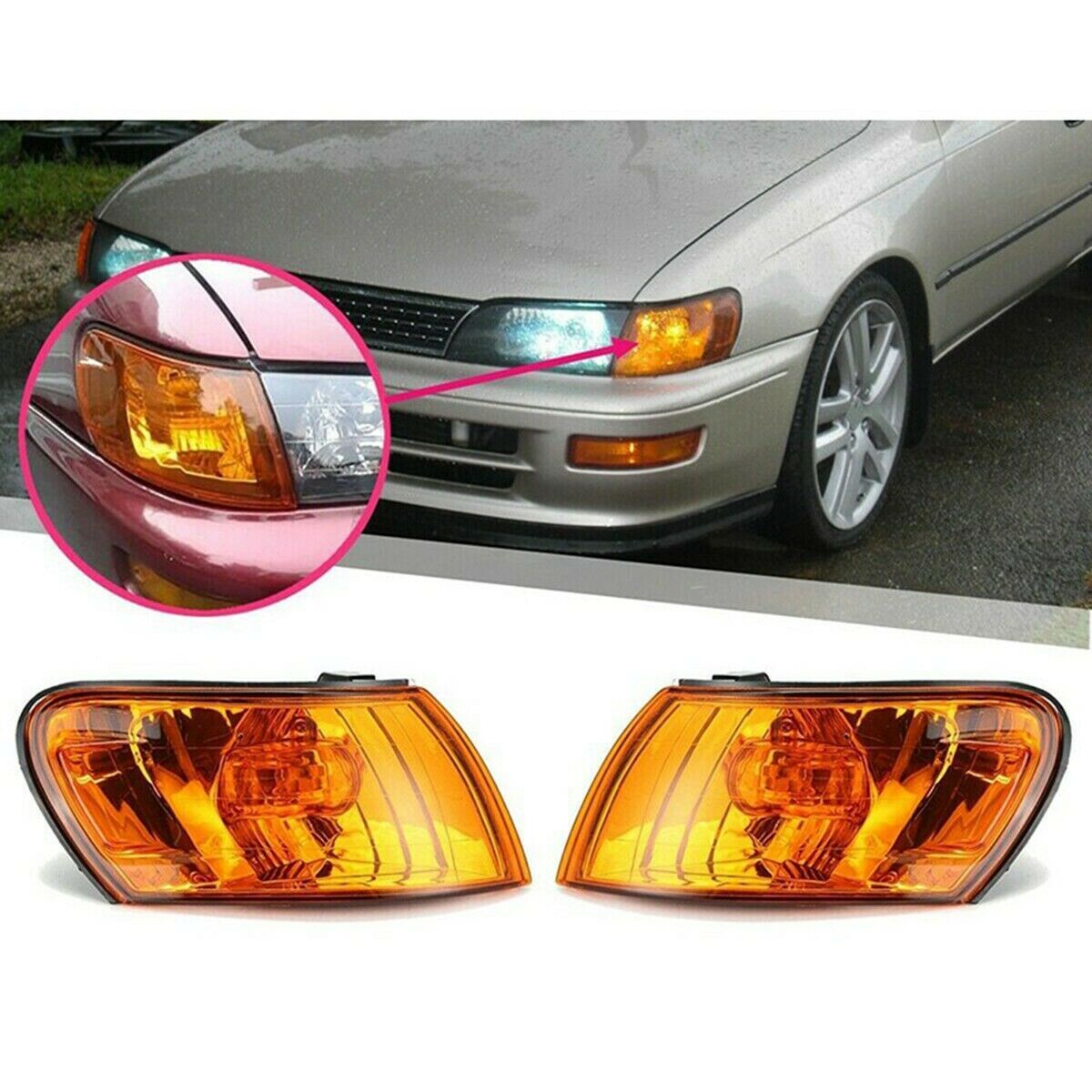 ya 1 8.5.3 Pair Parking Corner Signal Light Lamps for 1993-1997 for Corolla AE100 AE101