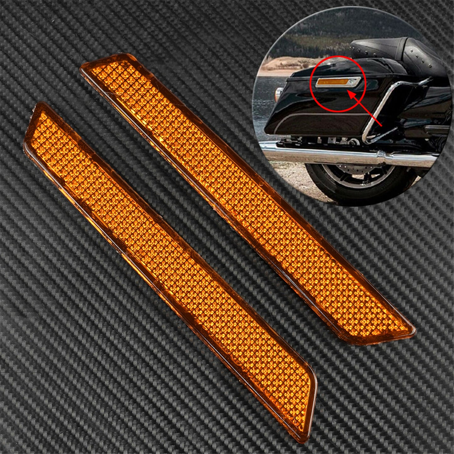 ya 12 5.21 Amber Saddlebag Guard Latch Cover Reflectors Fit for Harley Touring CVO 2014-19