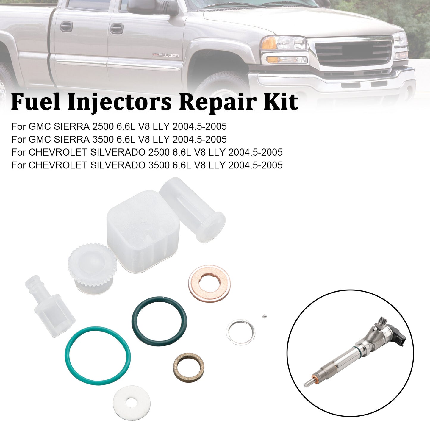 ya 1 8.5.1 8PCS Fuel Injector Repair Kit for Chevy for GMC Duramax 6.6L 2004-2005 Diesel