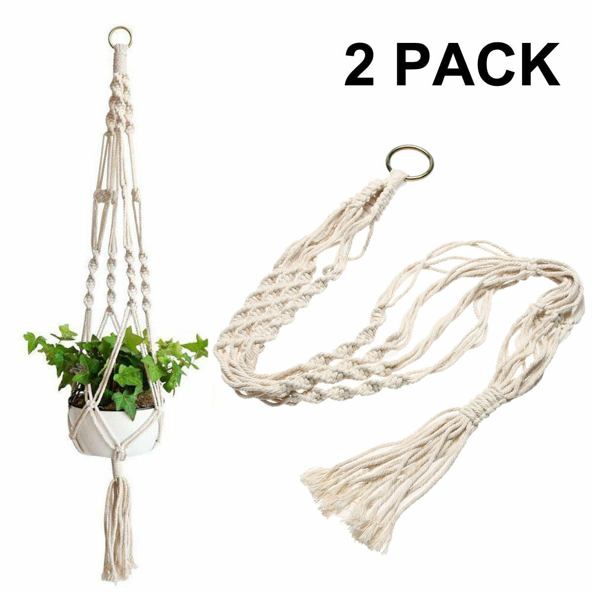 ya 28 2 Pack Garden Plant Hanger Macrame Hanging Planter Basket Rope Pot Holder Decor