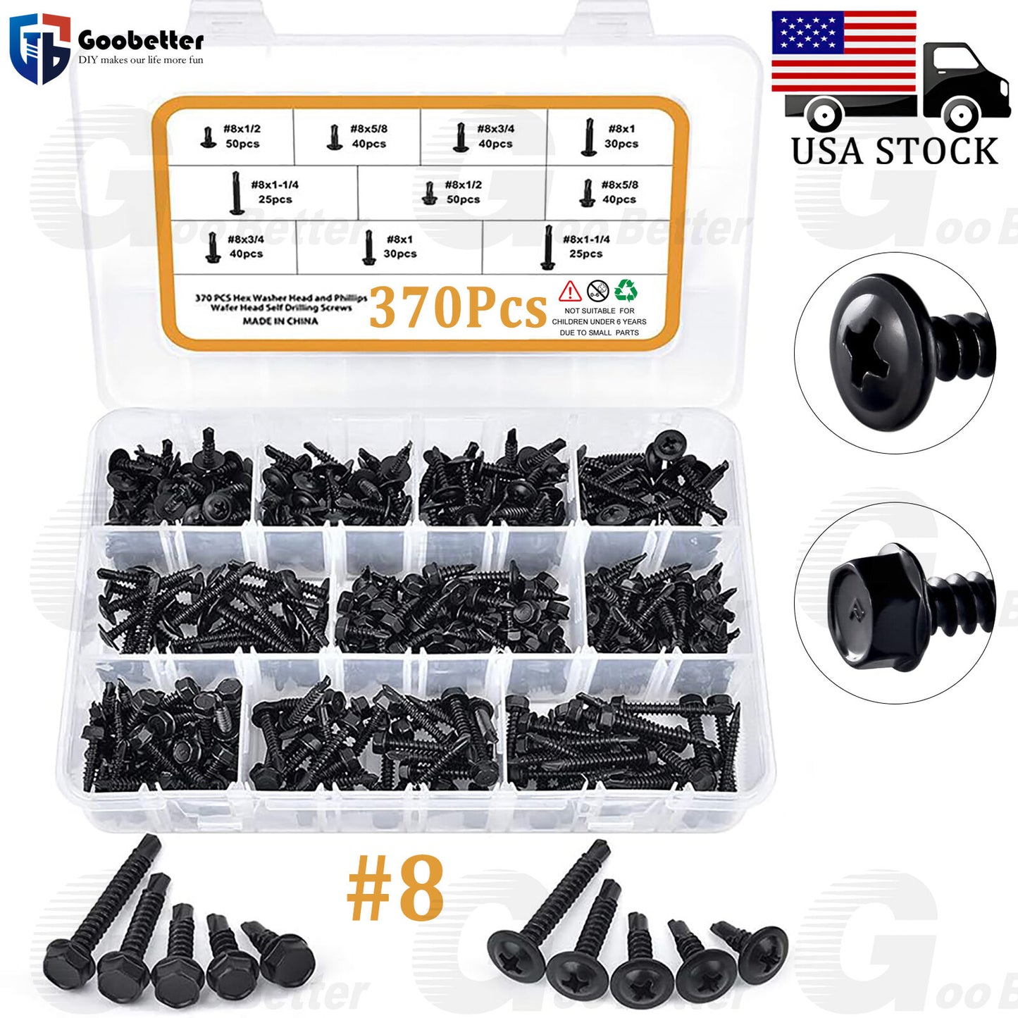 #8 Self Drilling TEK Screws Stainless Steel Hex Washer/Modified Truss Head Screw