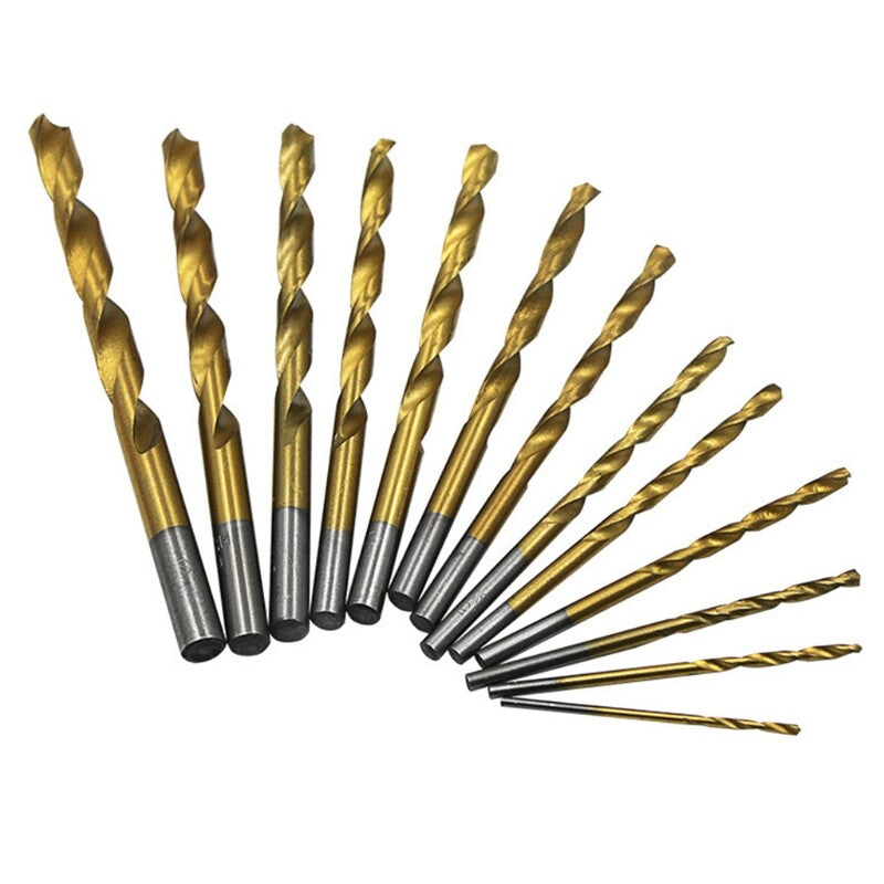 ya 25 13pcs/set High Speed Steel HSS Straight Shank Twist Drill Bits Electric Rotary
