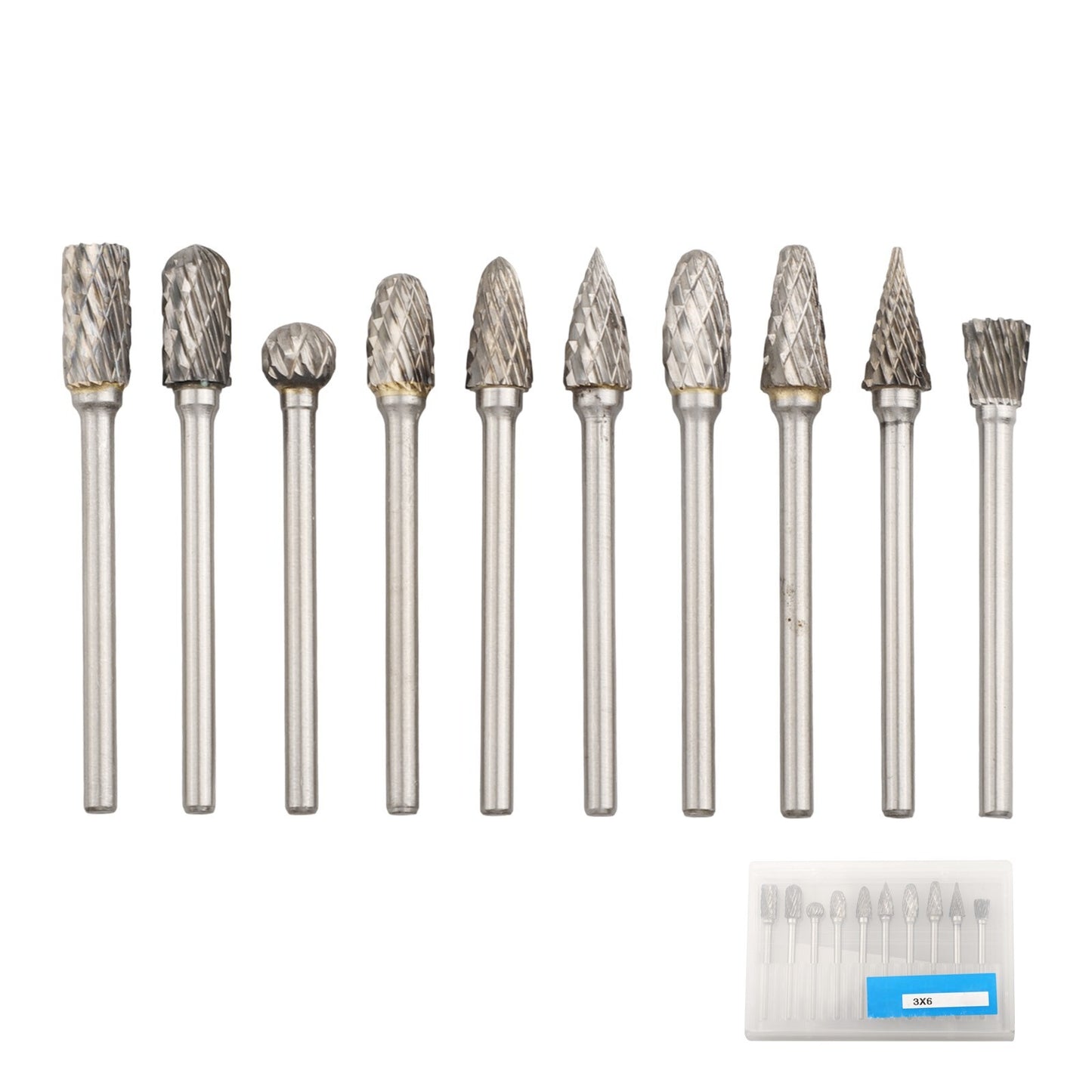 ya 25 10-Pieces Diy Grinding Head Set Carbide Steel Double-Cut Grinding Heads New