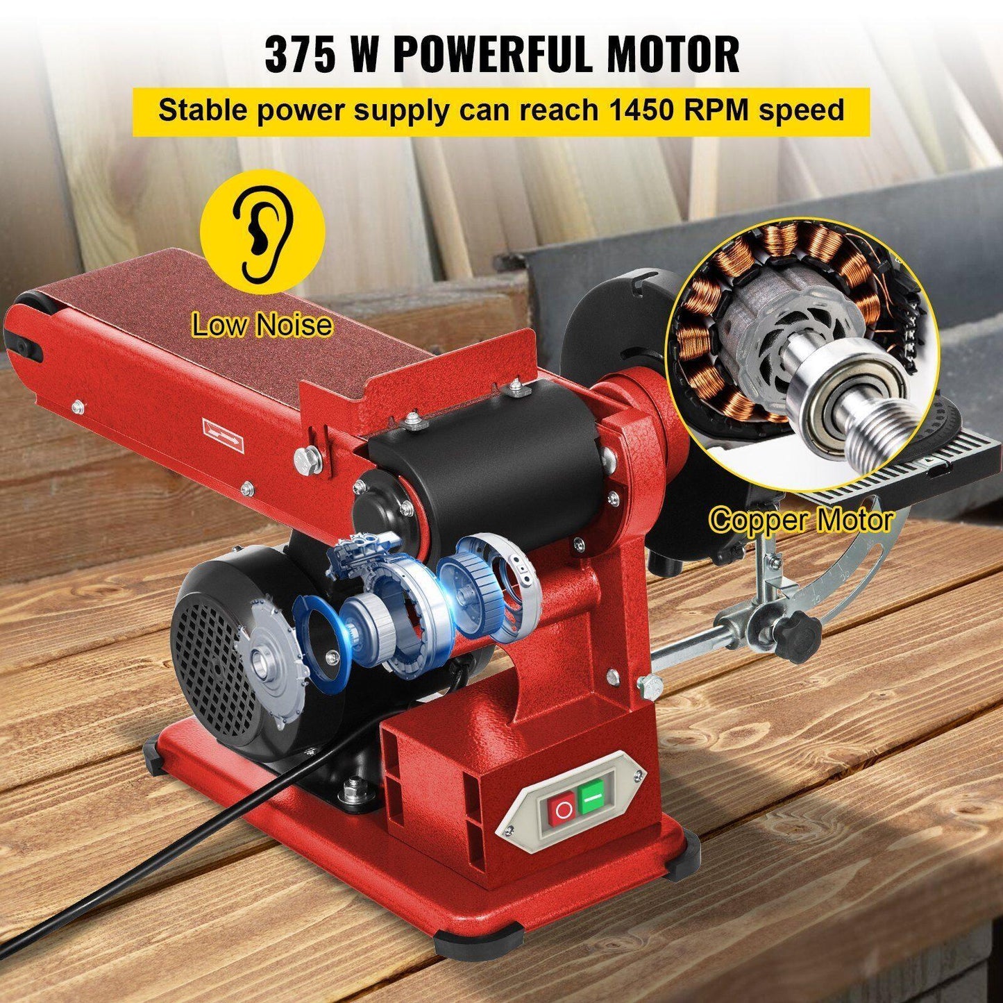 ya 17 Belt Disc Sander 375W Household Woodworking Polishing Machine Micro-Grinder
