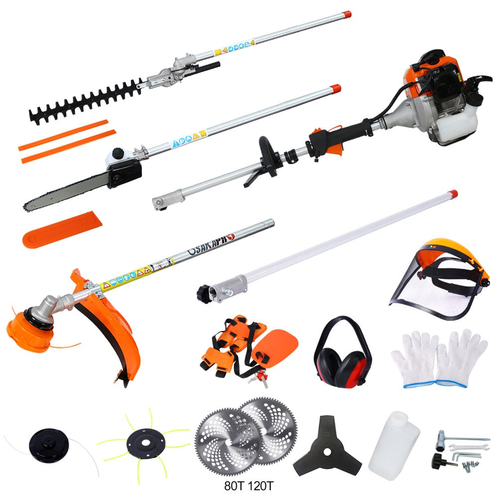 ya 28 Multi-Functional Trimming Tool 12 in 1 52CC with Gas Pole Saw Hedge Trimmer