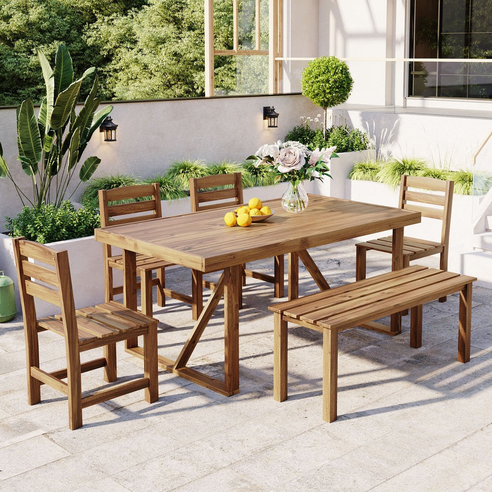 ya 28 Suitable for Patio, Balcony, Backyard Outdoor Acacia Wood Table and Chair Set