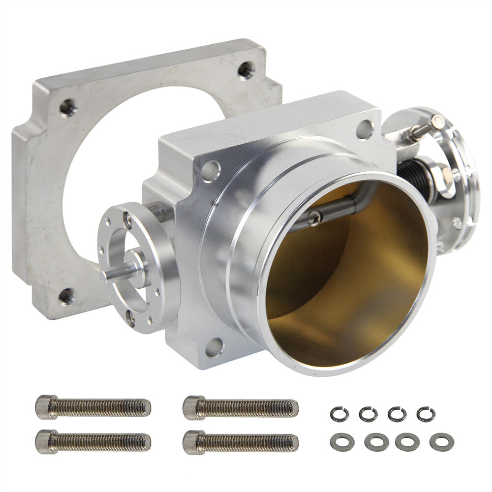 ya 27 7.20 Alloy Aluminum Universal CNC Billet Intake 90mm Throttle Body High Flow Silver