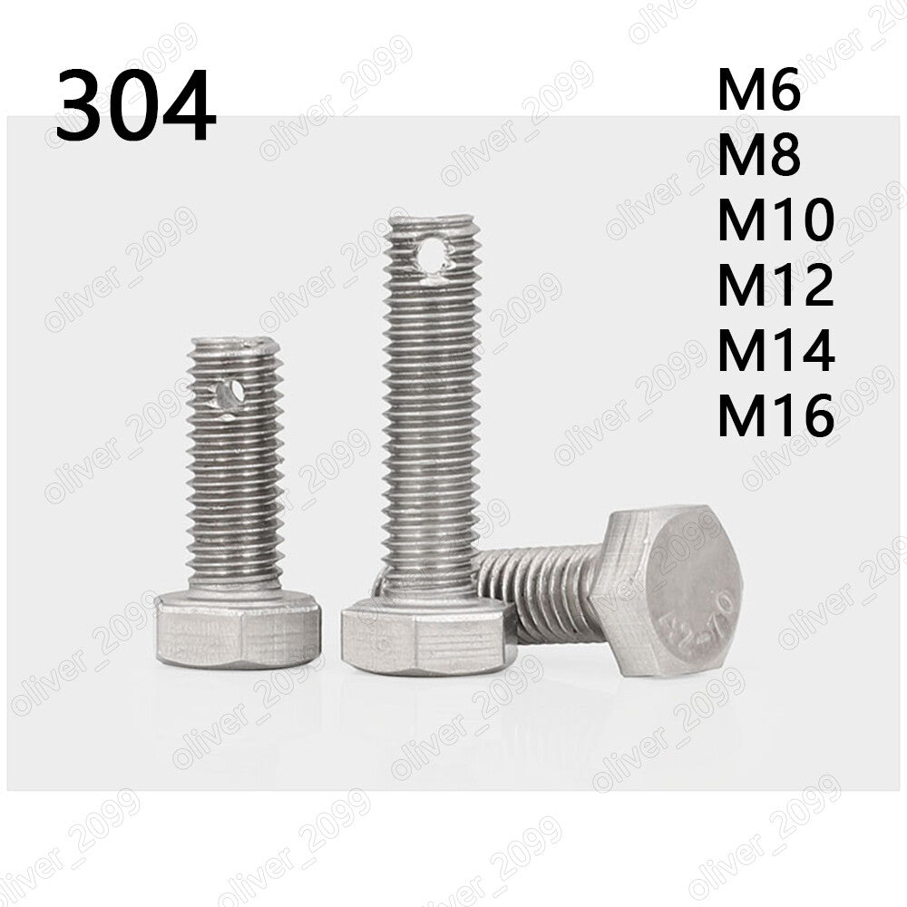 304 Stainless Steel Hexagon Bolts With Split Pin Hole on Shank M6 M8 M10 M12 M16