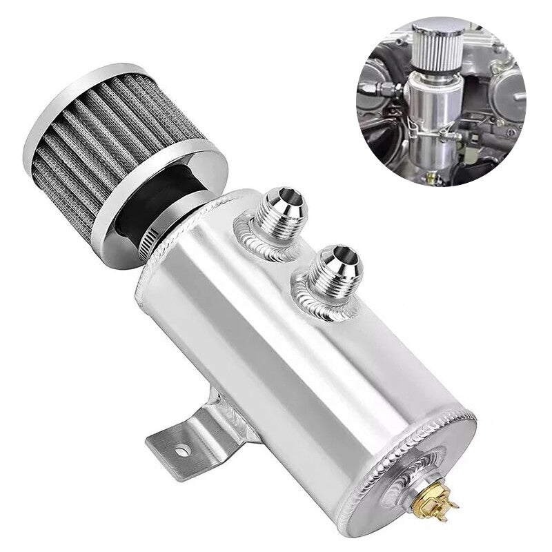 ya 1 8.5.1 10AN Aluminum Oil Tank Reservoir + Breathing Filter Confused SIilver AN10