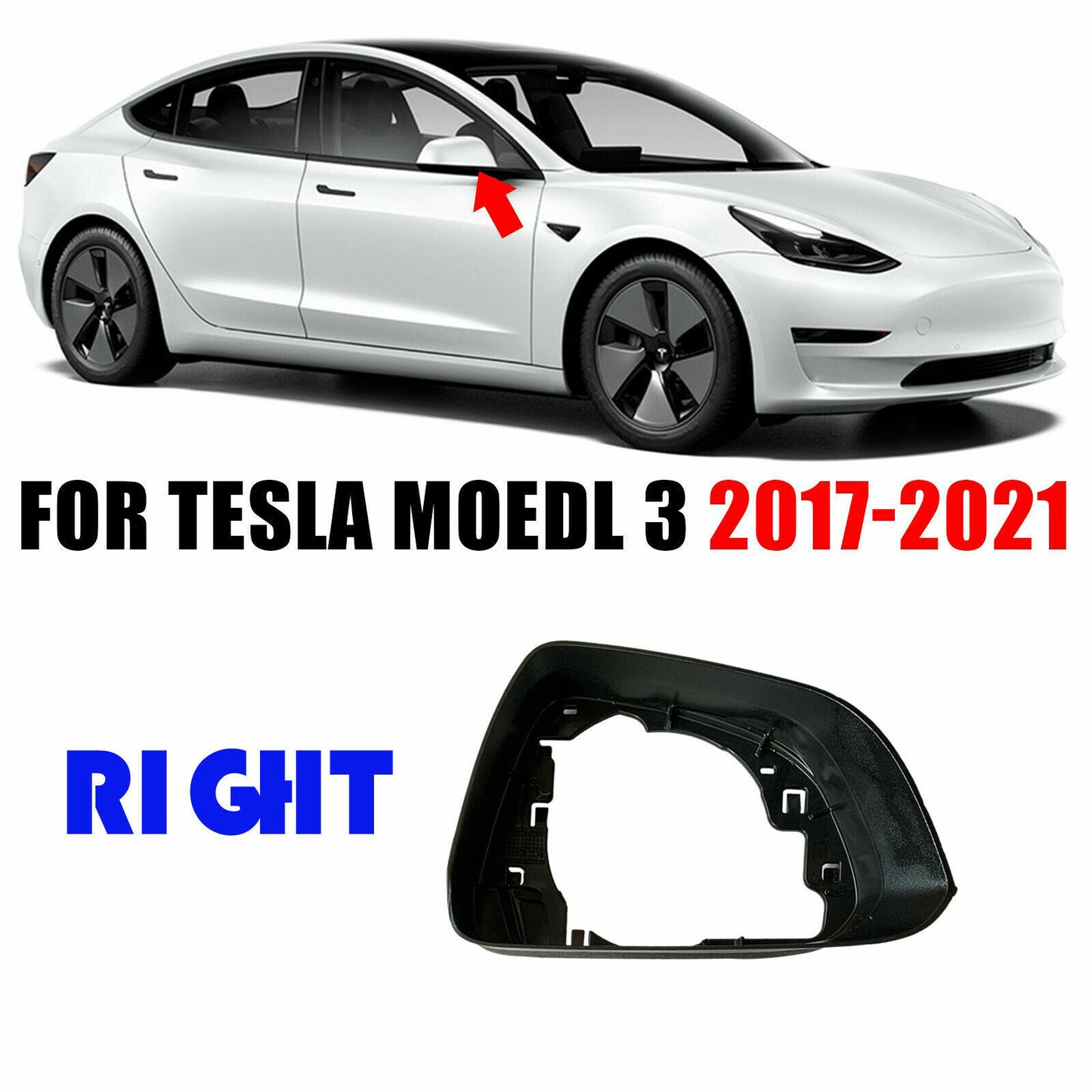 ya 1 8.5.3 Right Passenger Wing Door Mirror Cover Mirror F for Ram e fit 18-21 for Model 3 AT