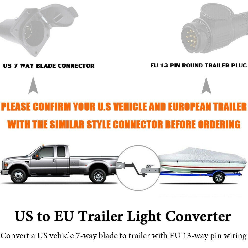 ya 5 8.7 Vehicle 7 Way Plug To European 13-Pin Round Connector Trailer-Light Converter