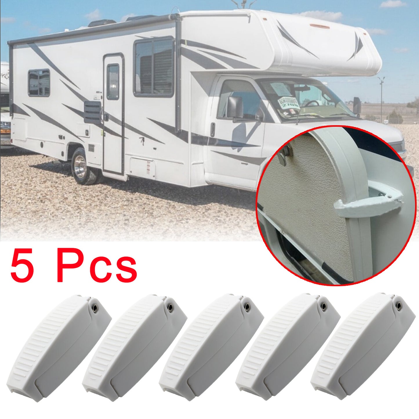 ya 10 5.28.2 RV White Baggage Door Catch Holder Clips Latch 5X For Camper/Trailer Motorhome