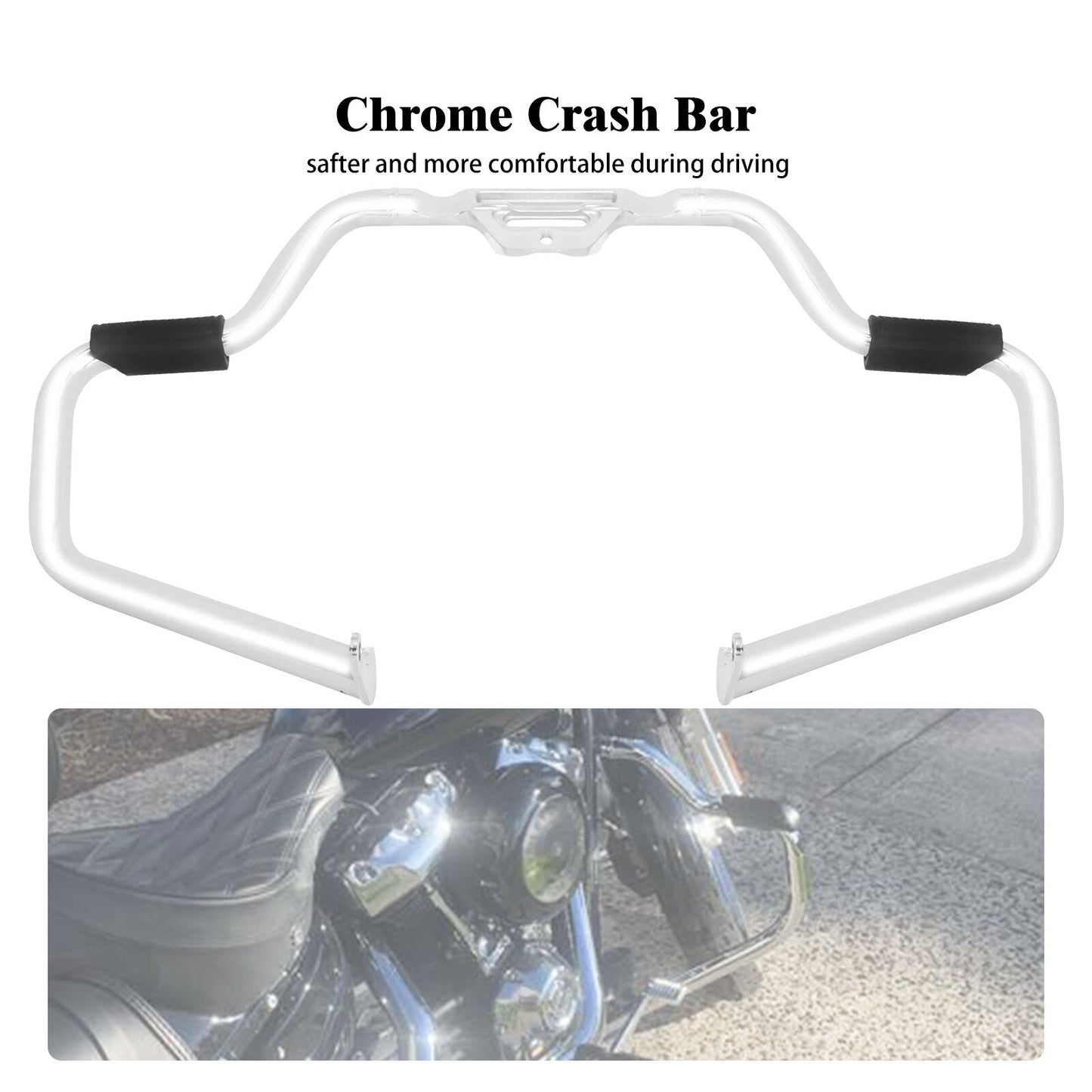 ya 27 7.20 Chrome Mustache Engine Guard Crash Bar for Harley Softail Breakout Fat Boy 18-23