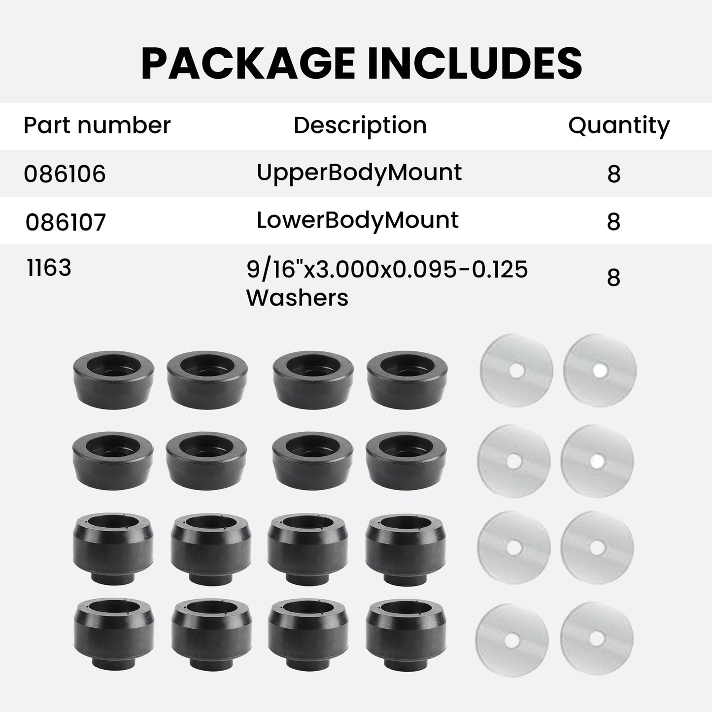 ya 4 6.17 7-141 Body and Cab Mount Bushing Kit for Chevy for Silverado for Sierra 1500 1999-2014