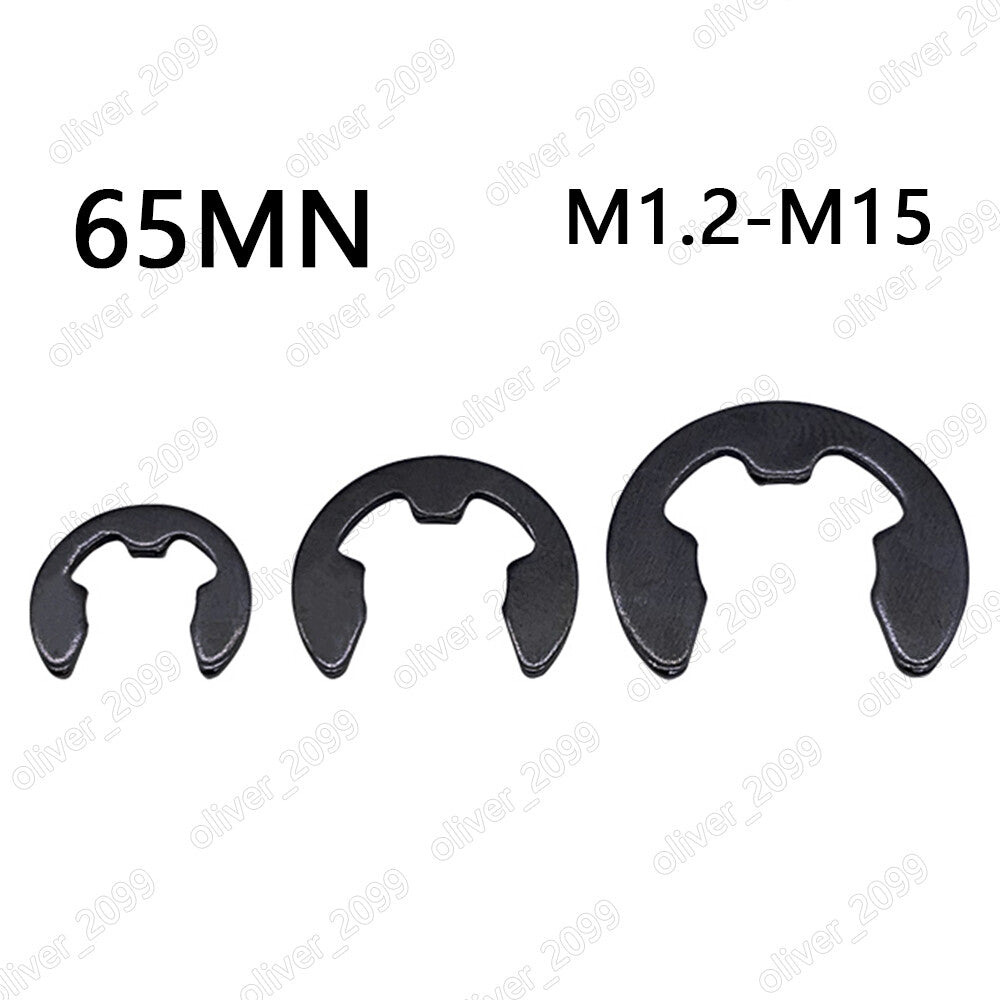 65MN Black Steel External E Retaining Washers for Shafts E Rings ÆÓ1.2mm - ÆÓ15mm