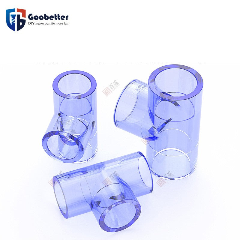 Transparent PVC Tee Connector 20 25 32 40 50 63 - 110mm for Aquarium Plumbing
