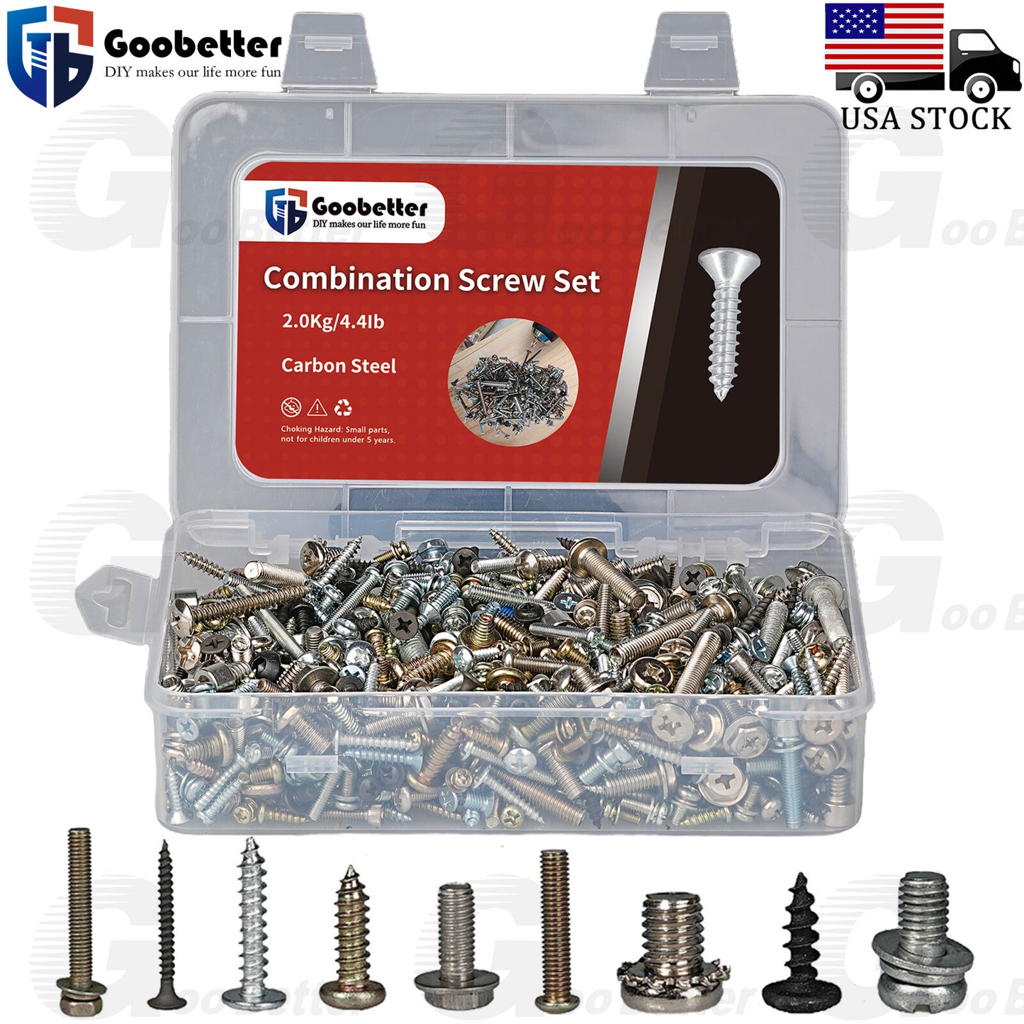 4.4lb Various Screw Bolt Set Flat Hex Pan Round Socket Cap Head Screw Assortment
