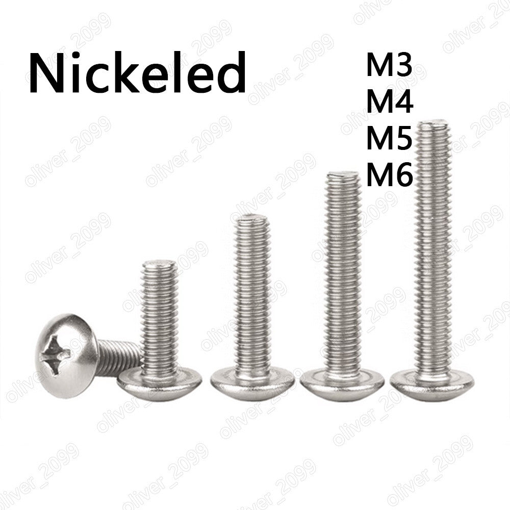 Nickeled Steel Phillips Cross Recessed Truss Head Machine Screws M3 M4 M5 M6