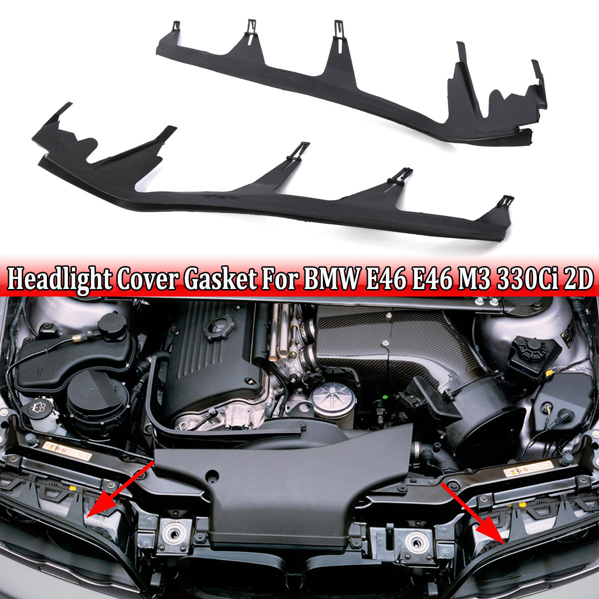 ya 13 5.27.2 for BMW E46 325CI 330CI Headlight Cover Strip Upper Headlamp Seal Gasket LH&RH