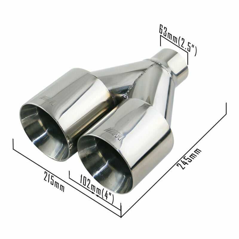 ya 4 6.17.2 2PCS 2.5'' ID Universal Polished Dual Tips 4 OD Tail Pipe Fit for BMW M