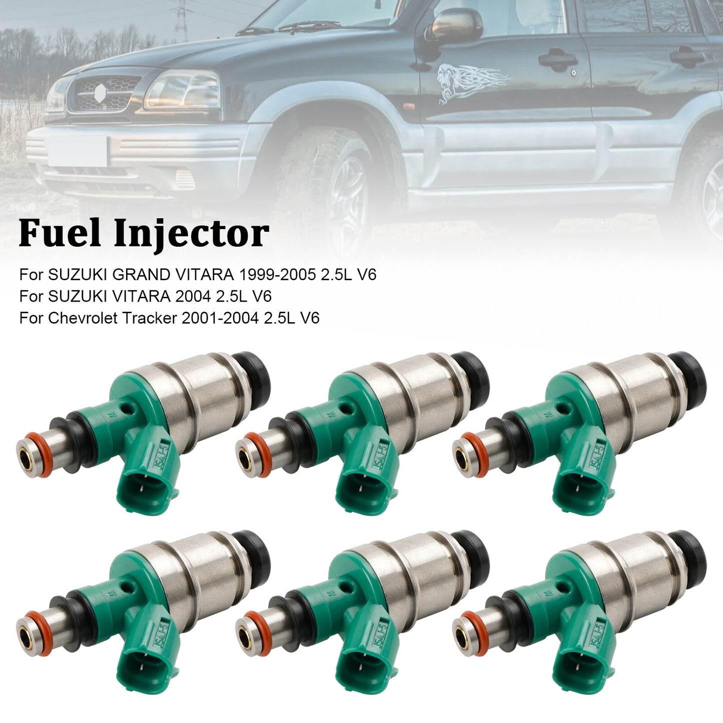 ya 1 8.5.1 6PCS Fuel Injector 15710-67D00 for Suzuki Grand Vitara Tracker 2.5L JS4J-5