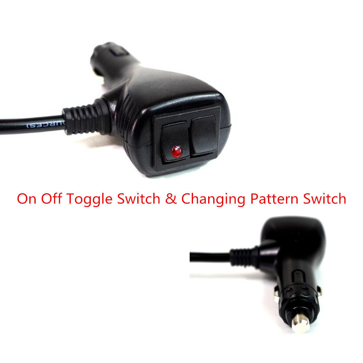 ya 13 10 ft Car Cigarette Lighter Socket Plug w/Changing Pattern On Off Toggle Switch