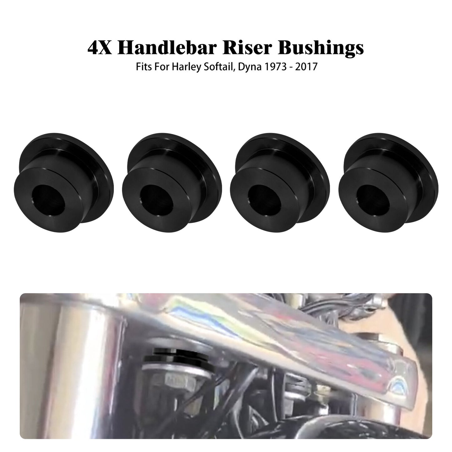 ya 2 6.30 Black Handlebar Riser Bushing Fit for Harley Dyna Fat Bob Low Rider 1973-2017