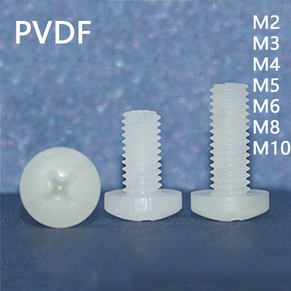 PVDF Plastic Phillips Cross Pan Head Screws M2 M3 M4 M5 M6 M8 M10