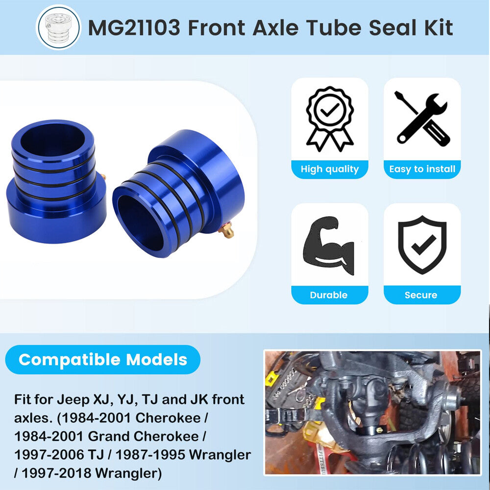 ya 5 8.7 2Pcs Blue MG21103 Front Axle Tube Seal Kit for Jeep for Wrangler JK TJ XJ YJ ZJ MJ