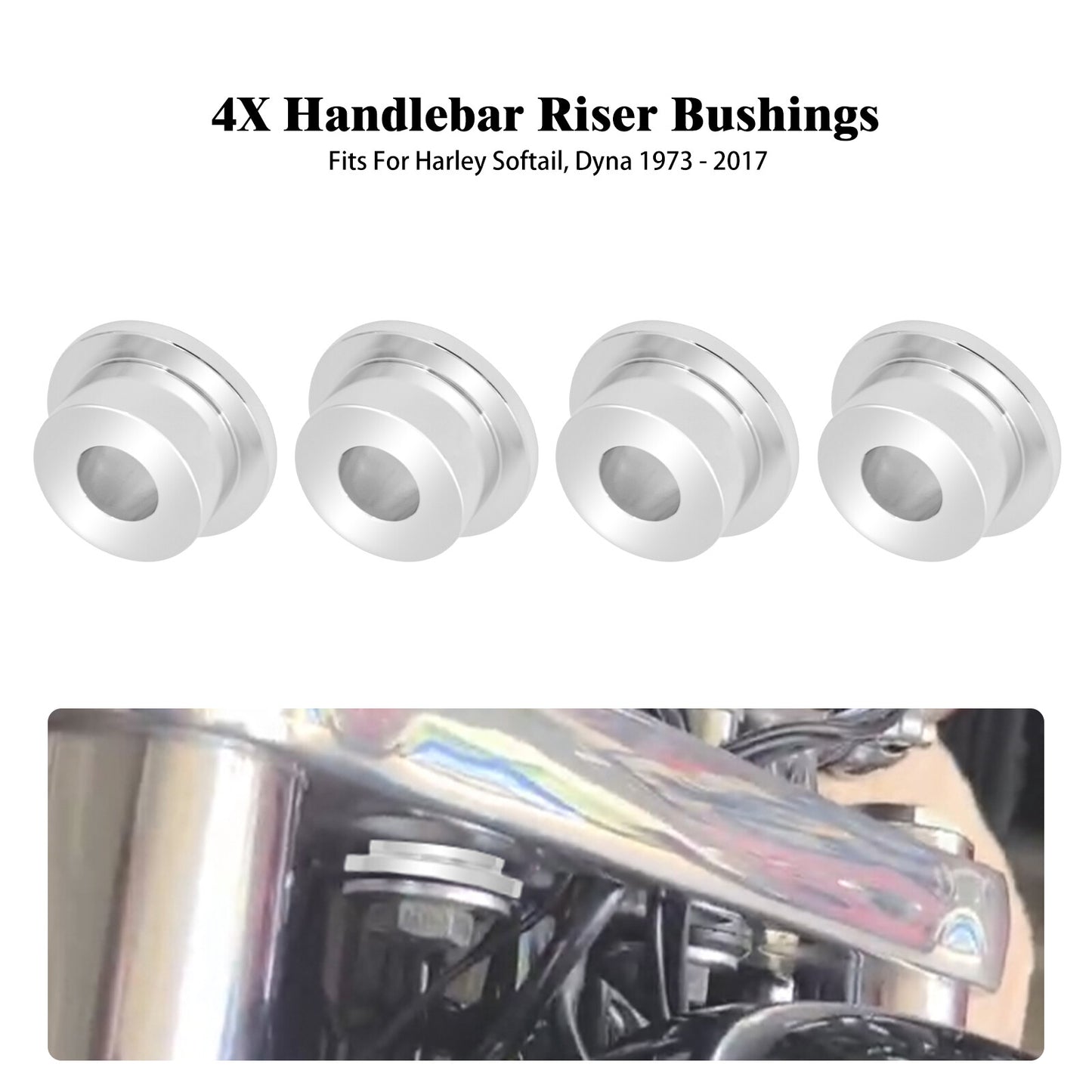ya 2 6.30 Chrome Handlebar Riser Bushing Fit for Harley Dyna Fat Bob Low Rider 1973-2017