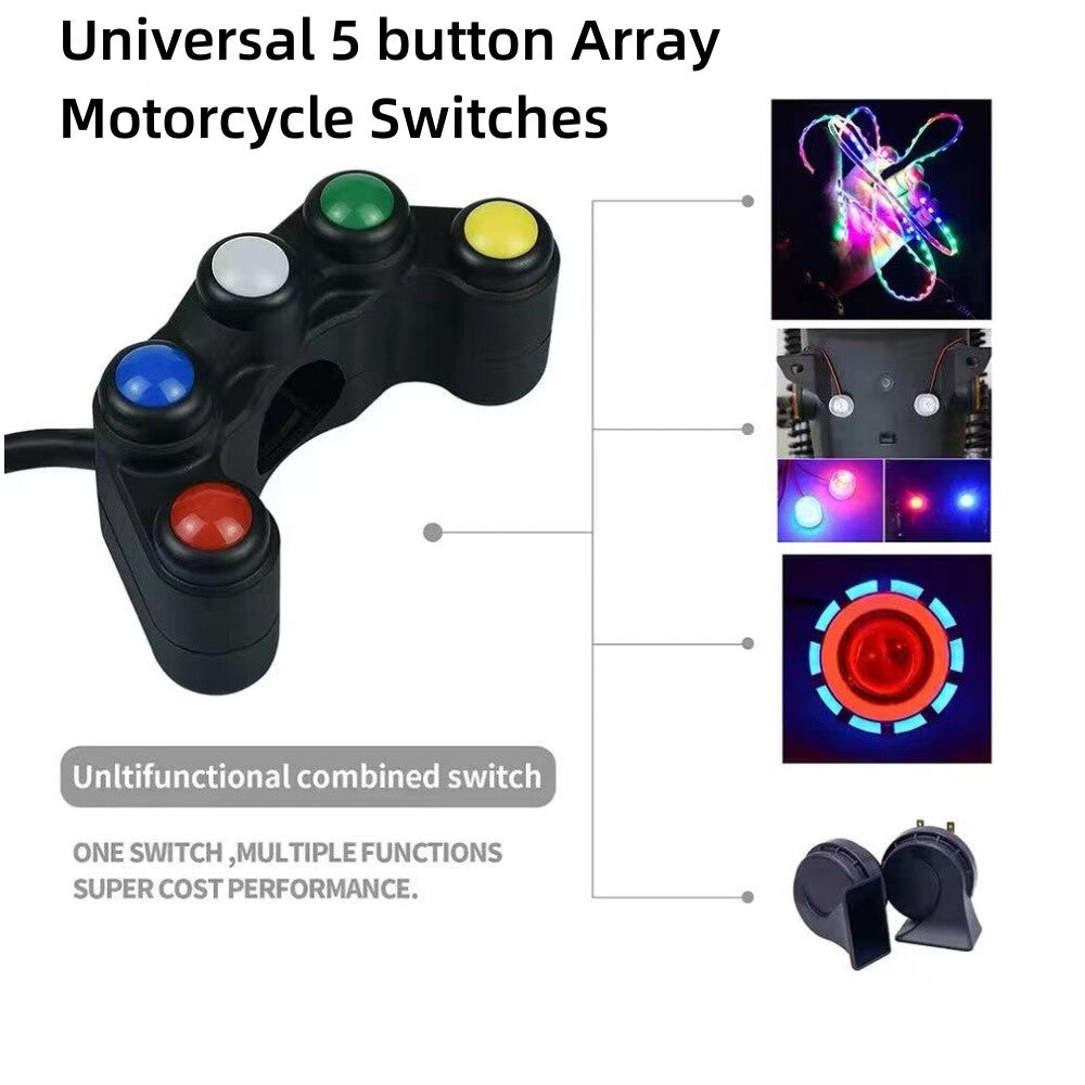 ya 1 7.4 Universal 22mm handlebar switch with 5 button array motorcycle switch racing bike