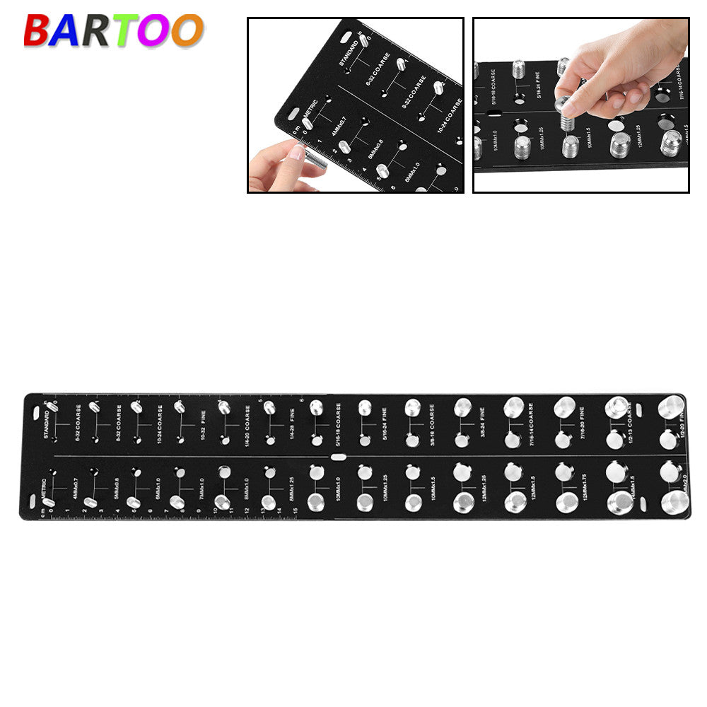 ya 16 Nut and Bolt Thread Checker 28 Hole Thread Gauge Inch And Metric Screw Black