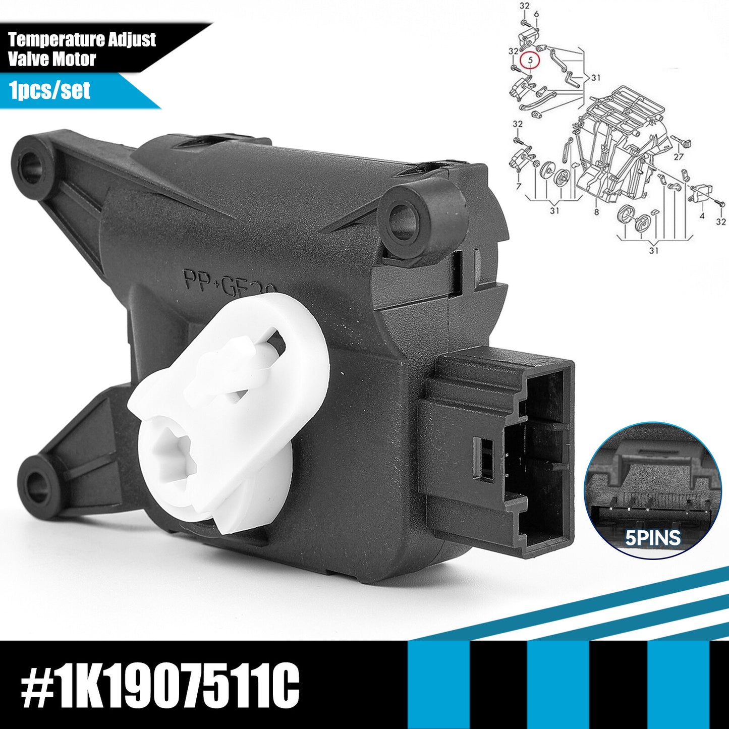 ya 5 8.7 BLOWER ACTUATOR MIXING FLAP AIR CONDITIONING UNIT for Audi A3 for VW for Golf 5/6 TOURAN for Passat