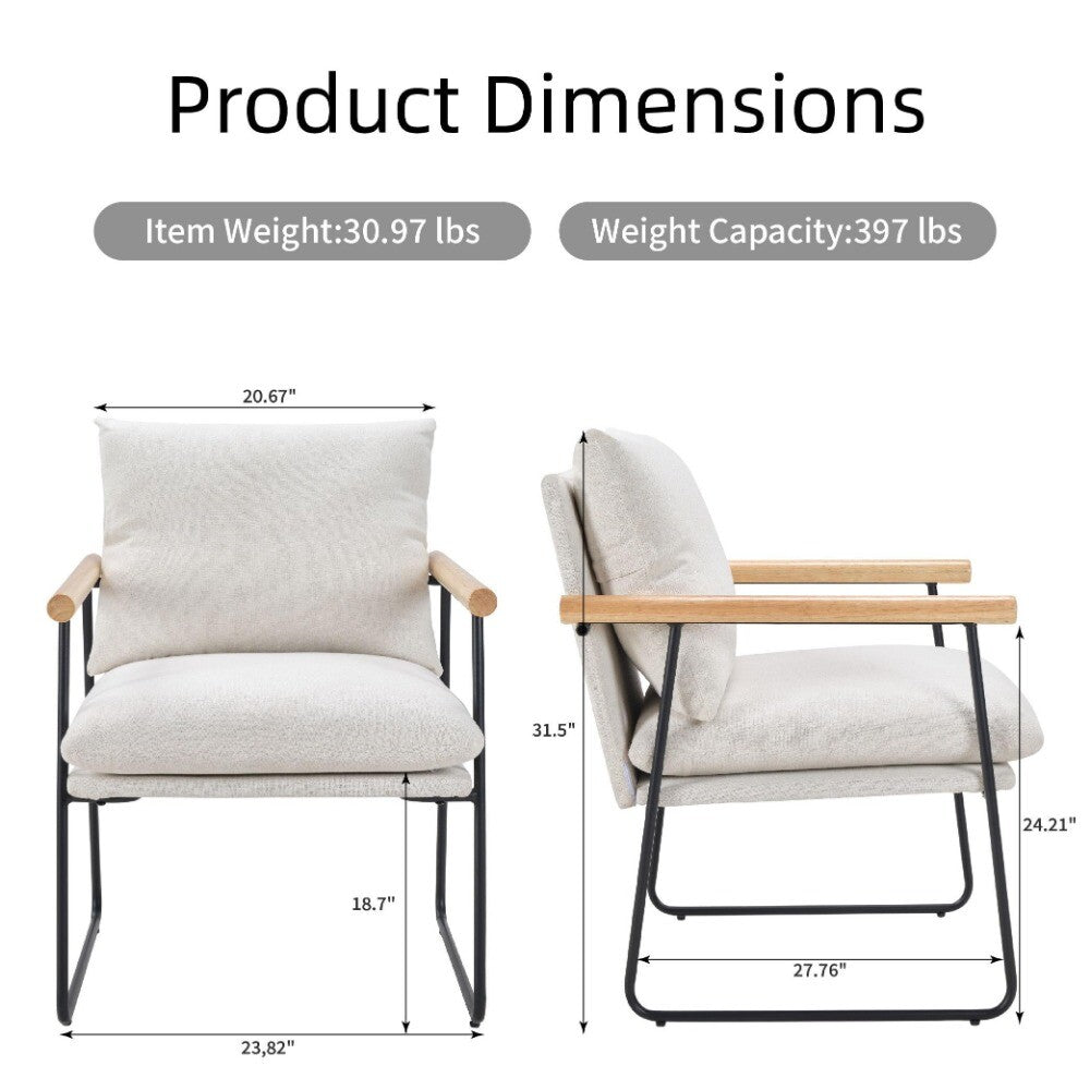ya 15 10.20 Modern Accent Removable Cushion & Wood Armrests Living Room Chairs