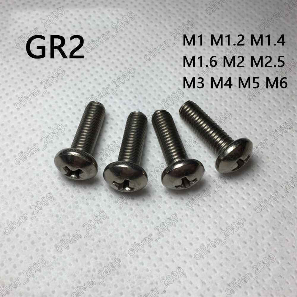 M1 M1.4 M1.6 M2 M2.5 M3 M4 M5 M6 Titanium Phillips Cross Pan Head Machine Screws